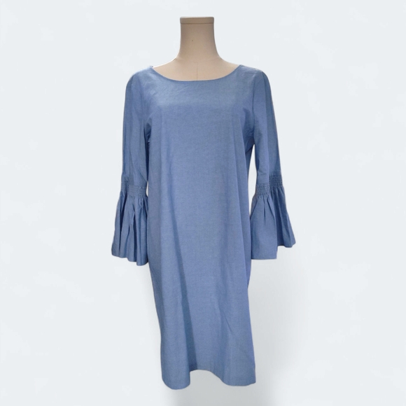 Aqua Dresses & Skirts - Aqua Gray Sheath Dress with Bell Sleeves